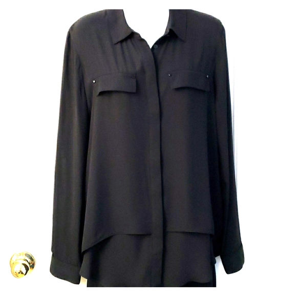 White House Black Market Tops - WHBM Flowy Button Up Layered Tunic